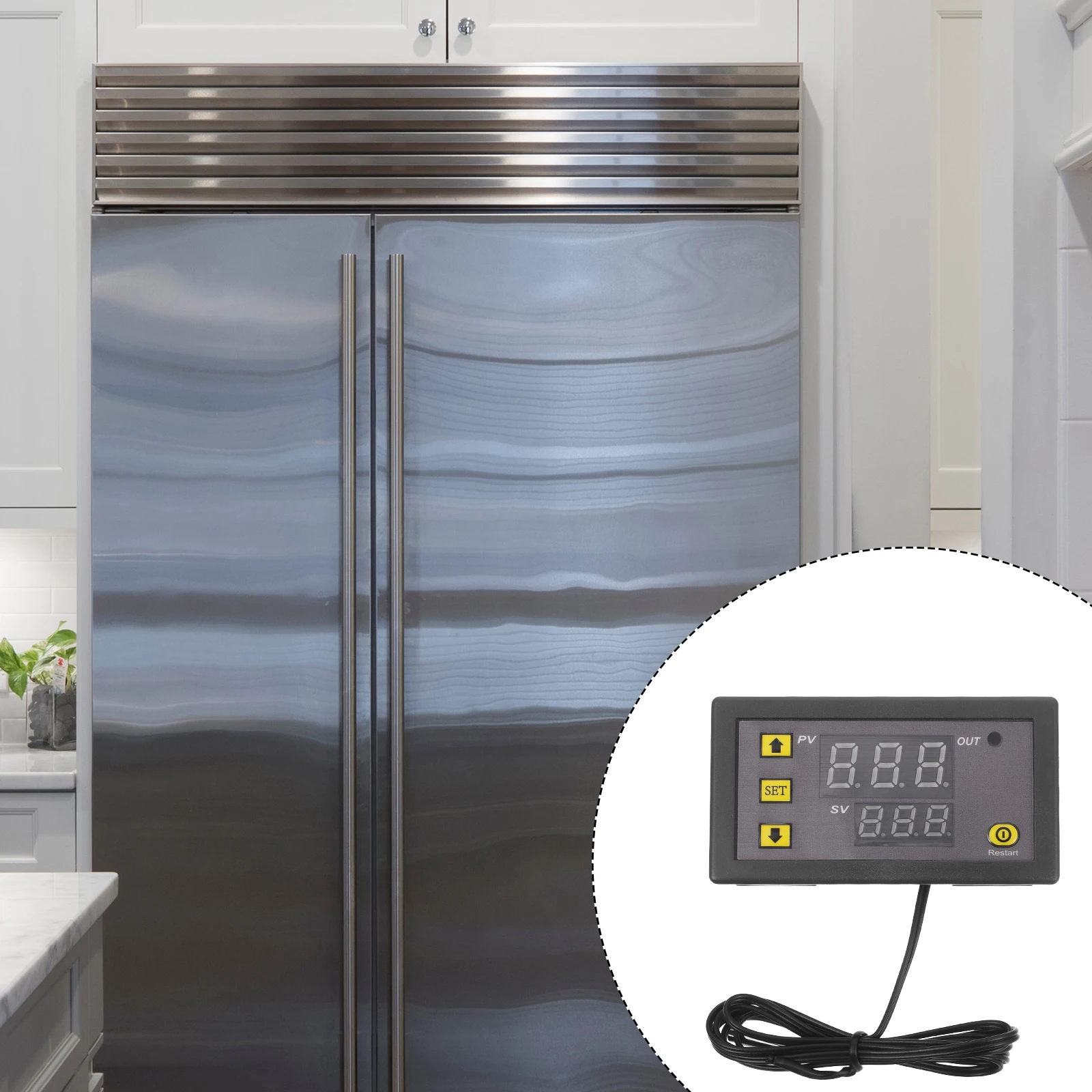 

12V Digital Temperature Controller High Precision Digital Display Temperature Controller for Home Office Store (Black)