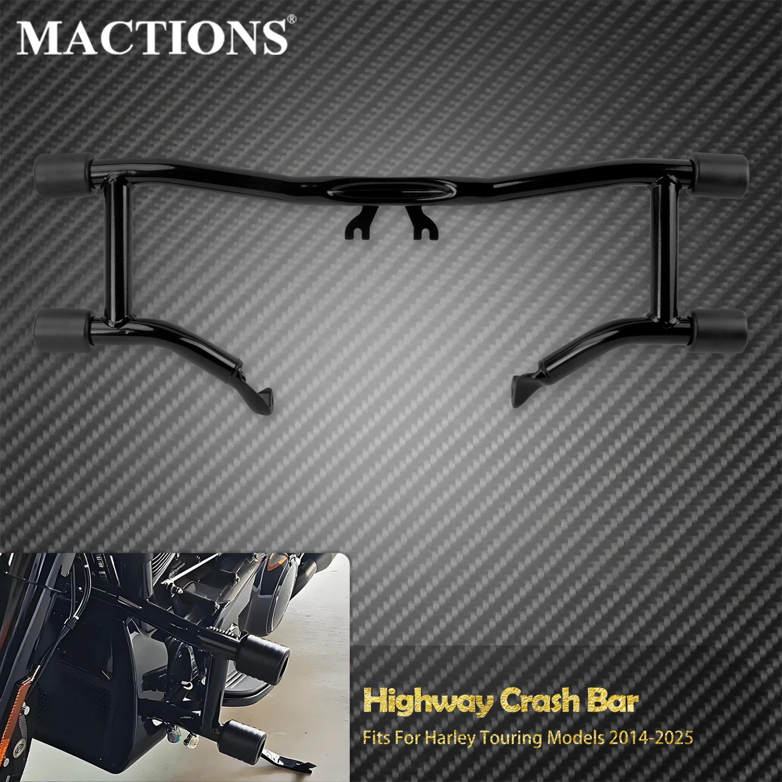 Motorcycle Highway Footpeg Engine Guard Crash Bar Front Bumpers For Harley Touring Road King Street Electra Glide FLHT 2014-2025