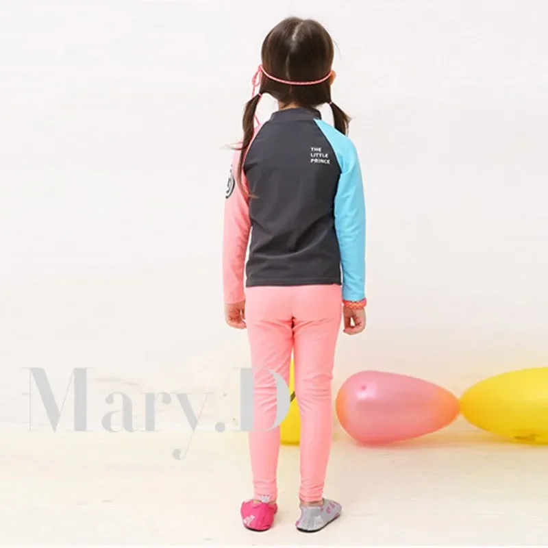 Two Piece Long Sleeve Letters Brother Sister Cover up swimwear beachwear kids girls boys Swimsuits Patchwork Swimwear