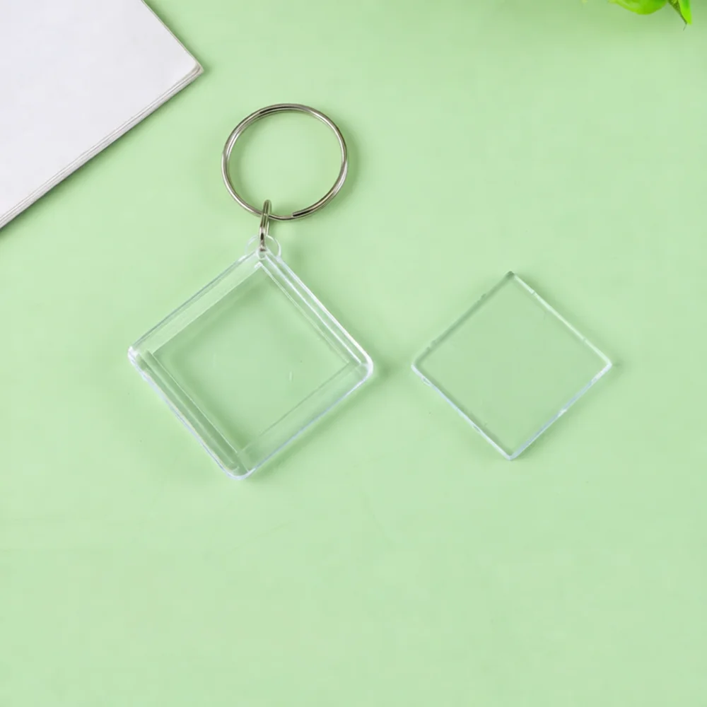 Personalized Blank Acrylic Keychain Insert Photo Frame Transparent Car Keyring Pendant Customizable Gift Craft Accessory