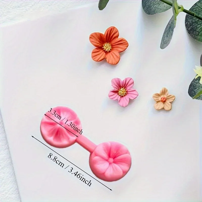 1 piece of flower press silicone mold polymer clay mold micro cutter flower rose earring pendant production polymer clay process