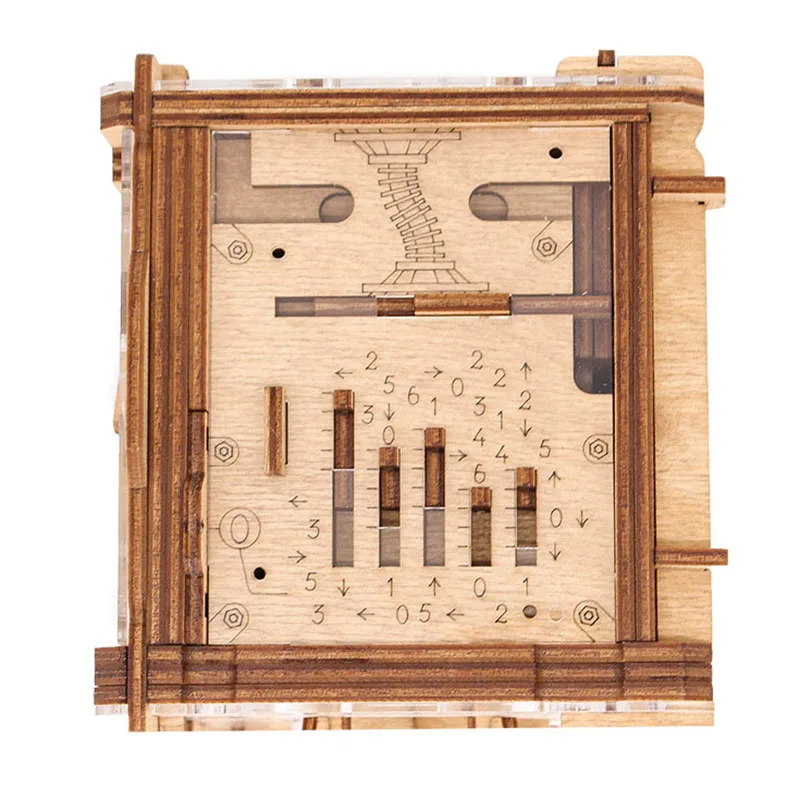 Caja de almacenamiento de madera, rompecabezas, laberinto H