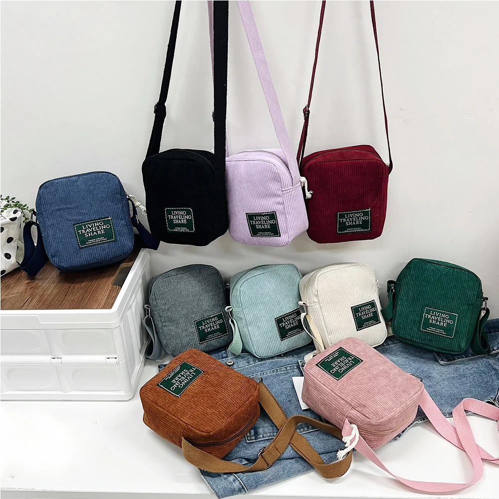 Fashion Corduroy Crossbody Bag Creative Personality Single Shoulder Bag Ladies Casual Small Square Handbag Female Purses