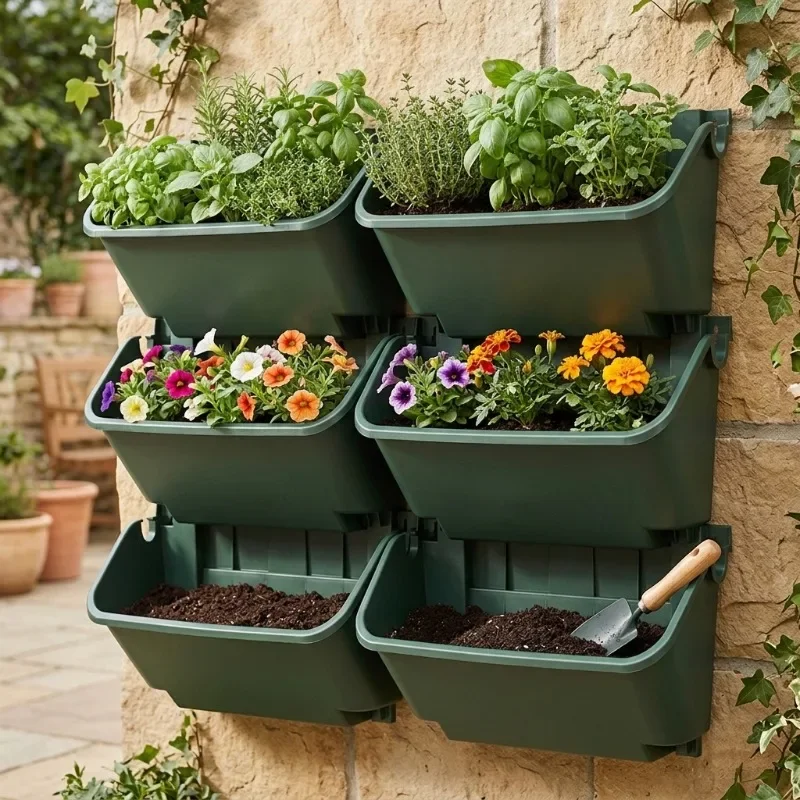Vertical Green Wall Planters Durable Plastic Pots and Ceramic Containers for Outdoor Enclosure Greening