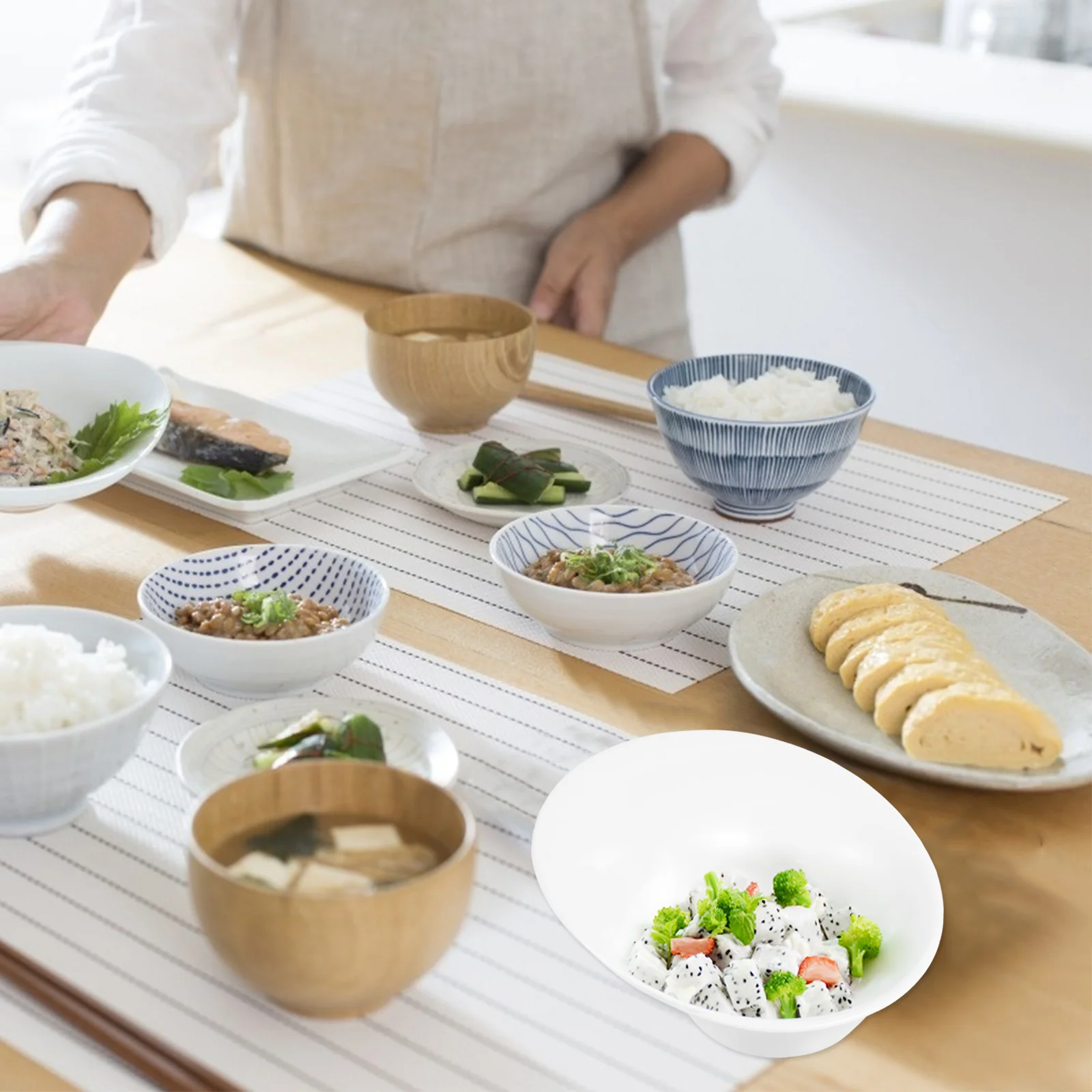 

1Pcs Ceramic Oblique Salad Bowl 8 Inch Porcelain Food Server Simple Display Dish Kitchen Gadget Ceramic Bowl Simple Display Dish