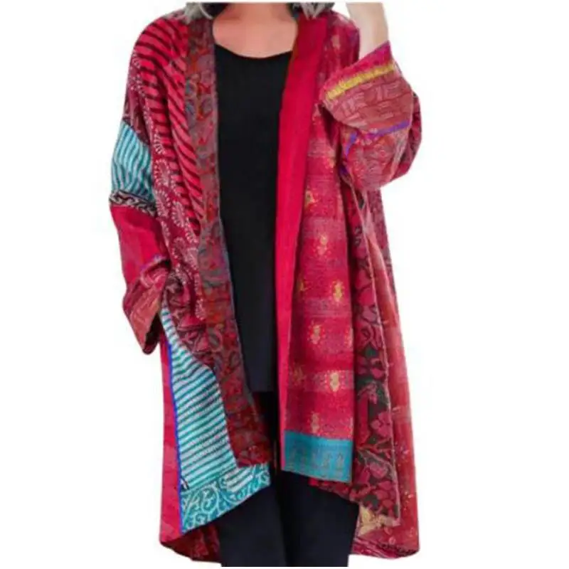 

Loose plus Size Long SVE Casual Coat for Women Thiened Winter Polyester Fiber 00% Long Sve Stand Sle Commute