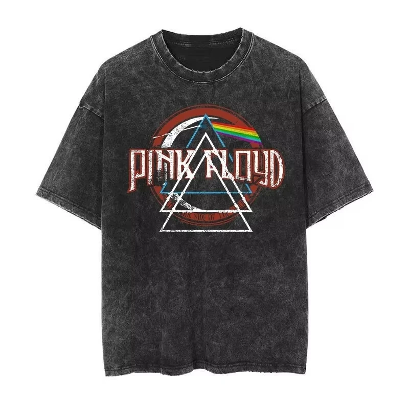 

Мужская футболка с коротким рукавом и круглым вырезом в стиле Y2K, новая, винтажная, с эффектом потертости, с принтом Pink Floyd Rock, розовая, в стиле кэжуал