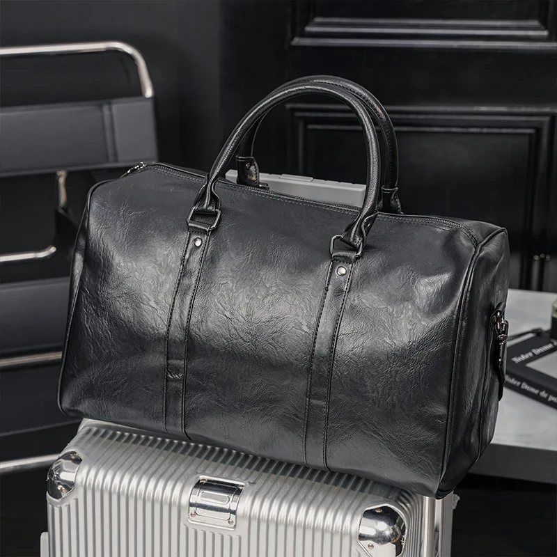 Fashion PU Leather Travel Bag Men Shoulder Bag Luxury Business Men Crossbody Bag Handbag High Capacity Travel Totes Hand Bag