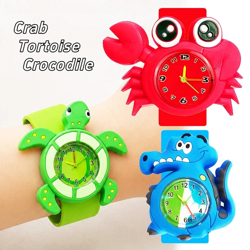 Cartoon Turtle Crocodile Crab Toys Children Sports Watches Silicone Band Kids Watches for Boys Girls Christmas Birthday Gifts