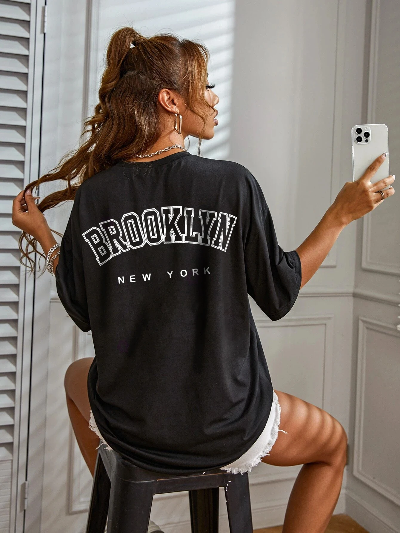 New Fashionable Casual T-shirt Clothing Simple Round Neck Short Sleeve Women's Top Loose Letter Printed T-shirt