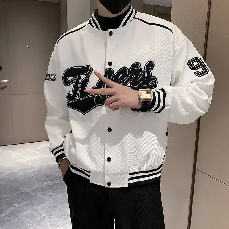 Japanese Hip Hop Baseball Uniform Jacket Men's Velvet Thickened Jacket Korean Style 2024 Spring Autumn Handsome Aesthetic Coat