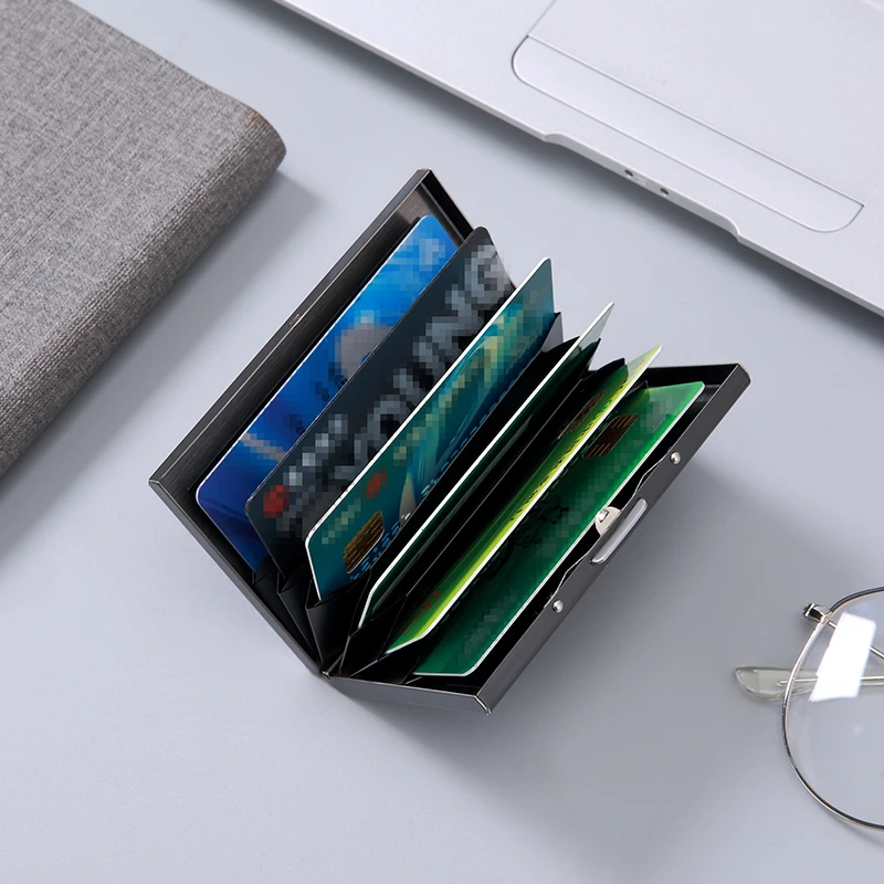 VNINE stainless steel card box NFC anti-theft swiping bank credit card anti magnetic organ card bag, multi card slot business