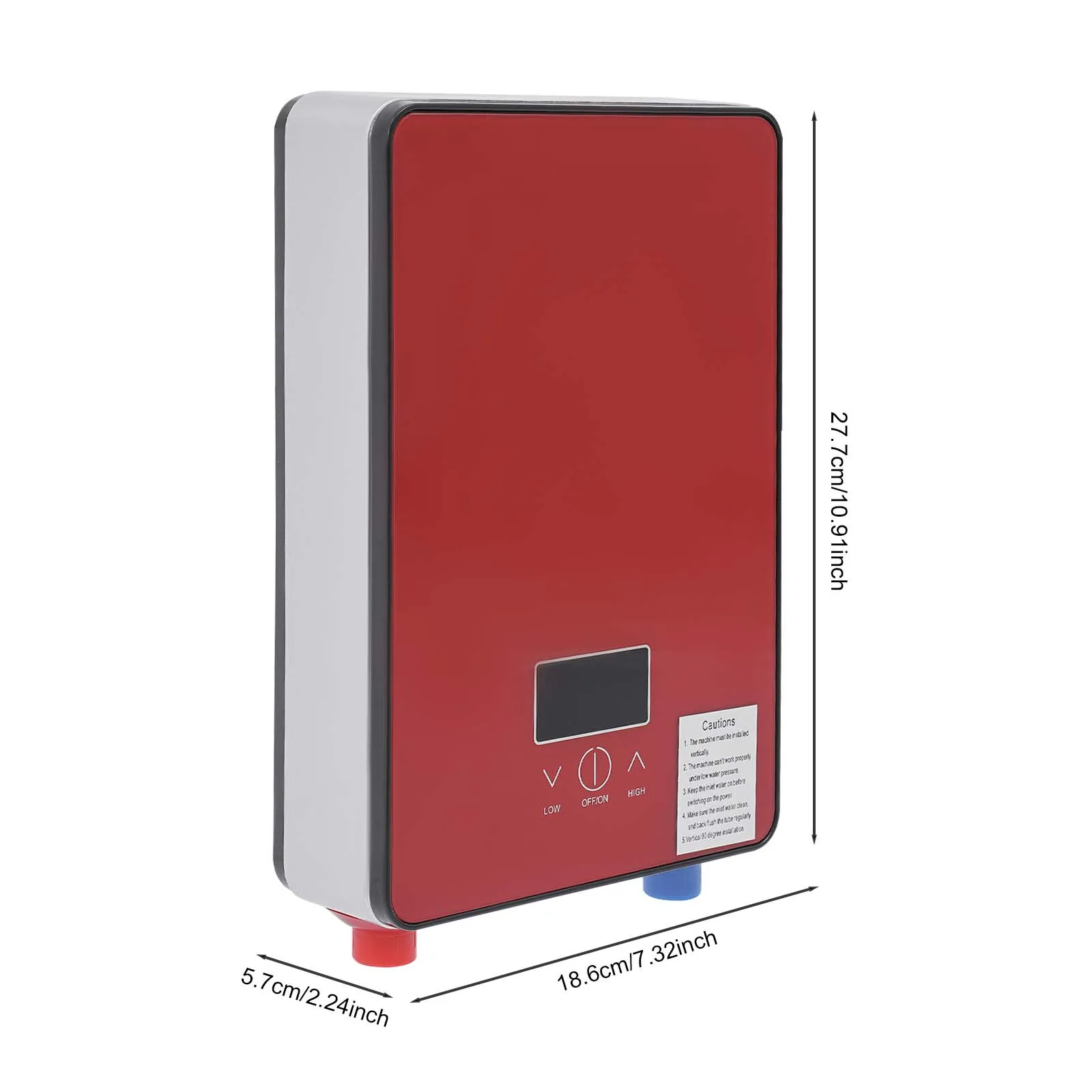 Calentador de agua eléctrico instantáneo 6500W 220V Diseño de ahorro de energía e IPX24 impermeable, calentador de agua sin tanque con pantalla LED rojo