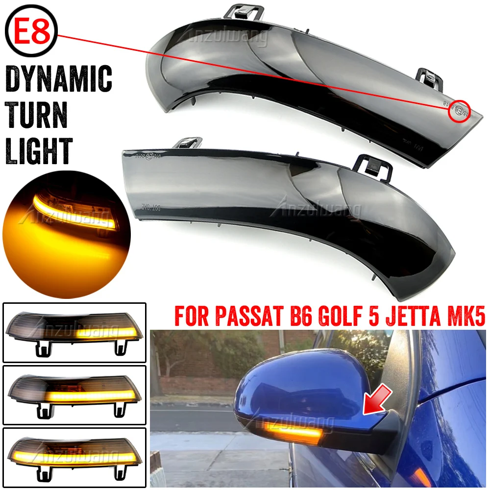 

2pcs Dynamic Blinker LED Turn Signal Mirror Indicator Light For VW GOLF 5 GTI V MK5 Jetta Passat B5.5 B6 Sharan Superb B5 EOS