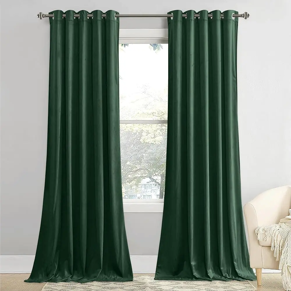 

62 Hes Wide Velvet Ains -Thi Grommet Door Ains Privacy Protection For Wardrobe/Closet Luxury Window Drapes Thermal Insulated