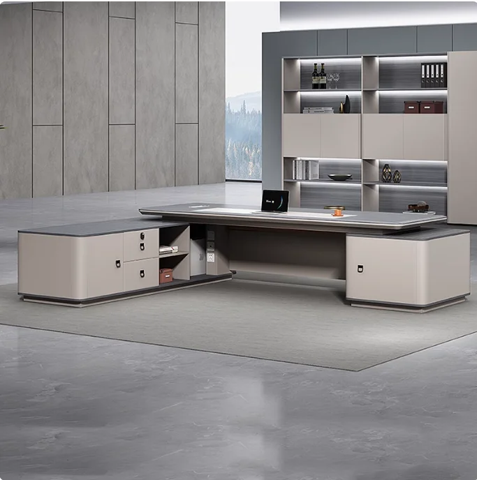Wholesale Commerical Furniture Office Table Large Storage Modern Computer L Shaped Manager Director Boss Desk with Drawer