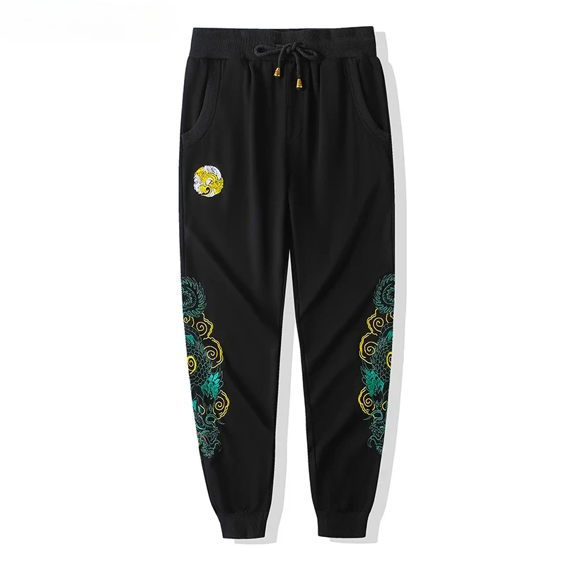 

Streetwear Sports Sweatpants Daily Wear Men's Casual Trousers Chinese Style Dragon Embroidery Pants 2025 Fashion Hip Hop