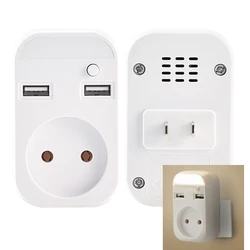 USB Wall outlet US plug adapter with 2 EU socket 2 USB Port Night Light And Switch 5V 2A USB extension socket DZ-02