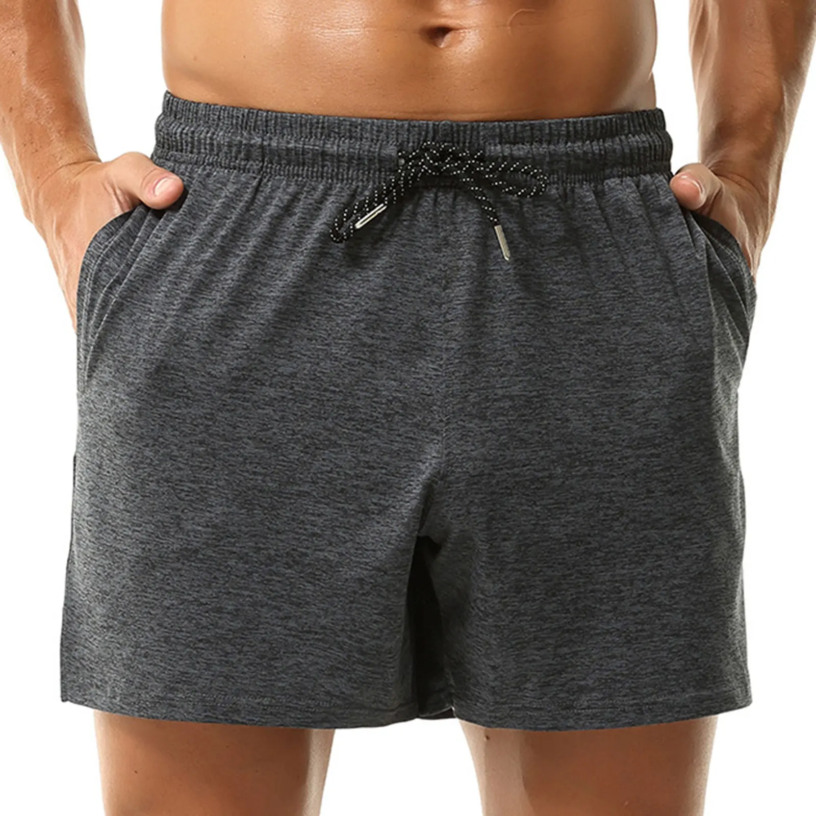 Men Quick Drying Breathable Sides Split Athletic Casual Shorts with Pockets for Summer Workout Exercise Running Cycling
