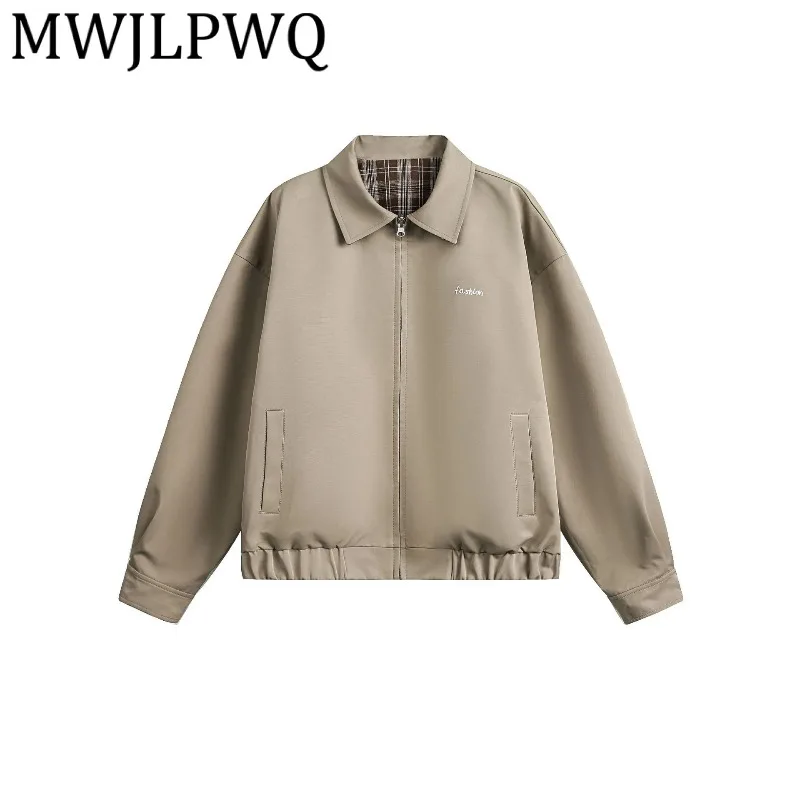 

MWJLPWQ Модная весна-осень 2023, новая сверхпрочная двусторонняя куртка в американском стиле с лацканами Clean Fit 21436
