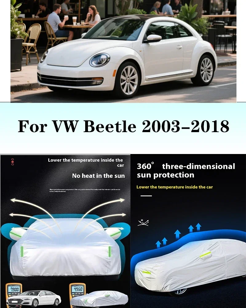 

Full Car Cover For VW Beetle 2003-2018 Car Cover Outdoor Sun Shade Rain Snow Dust Frost Resistant Anti-UV Cover