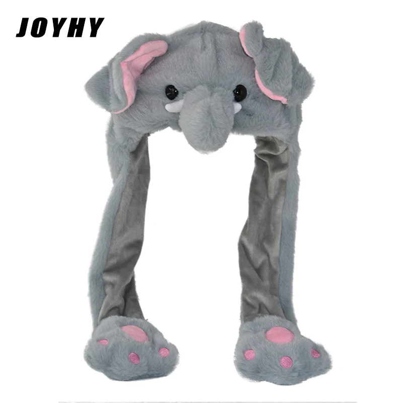 

JOYHY Ear Moving Plush Cute Grey Elephant Animal Hat with Paws for Adult Teenagers Kids Boys Girls Costume Winter Hats Beanie