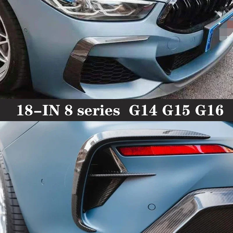 For BMW 8 Serie G14 G15 G16 830 840 Dry Carbon Fiber Car Front Bumper Wind knife Splitter Spoiler Canard Air Knife Surround Trim