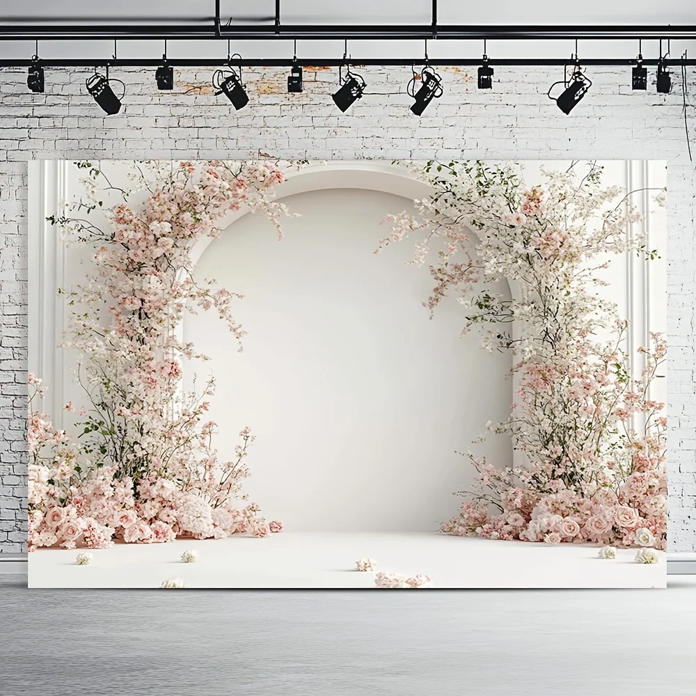 1 Stück Polyester-Blumenfotografie-Hintergrund mit romantischen Rosendruck – elegante Heimdekoration für Hochzeiten und Geburtstage
