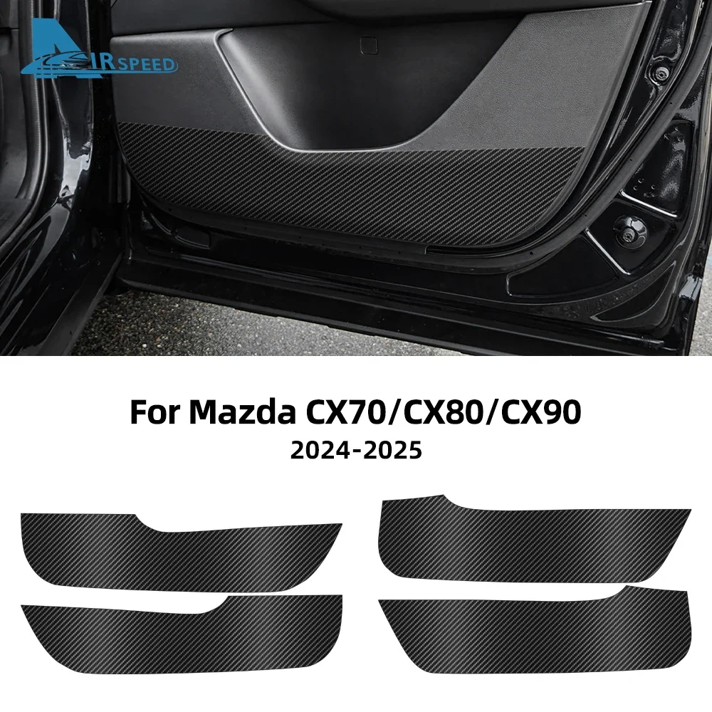 For Mazda CX-70 CX-80 CX-90 Interior Door Anti Kick Pad Top Suede Trim Accessory Mat for LHD RHD 2024 2025 Car Accessories