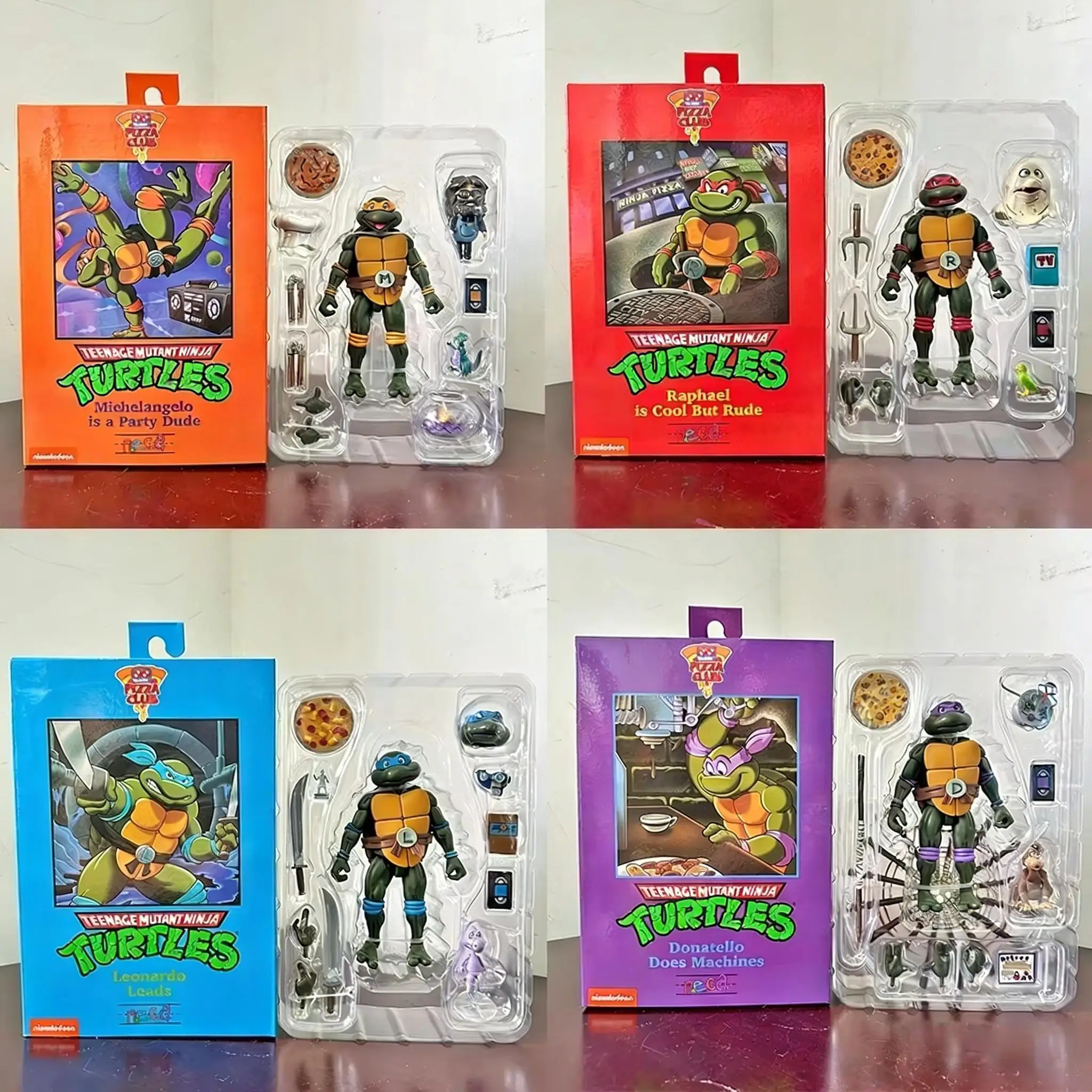 

Набор из 4 фигурок NECA Turtles Pizza Club: Леонардо, Новые аниме-фигурки, модель, игрушки, украшение для книжной полки