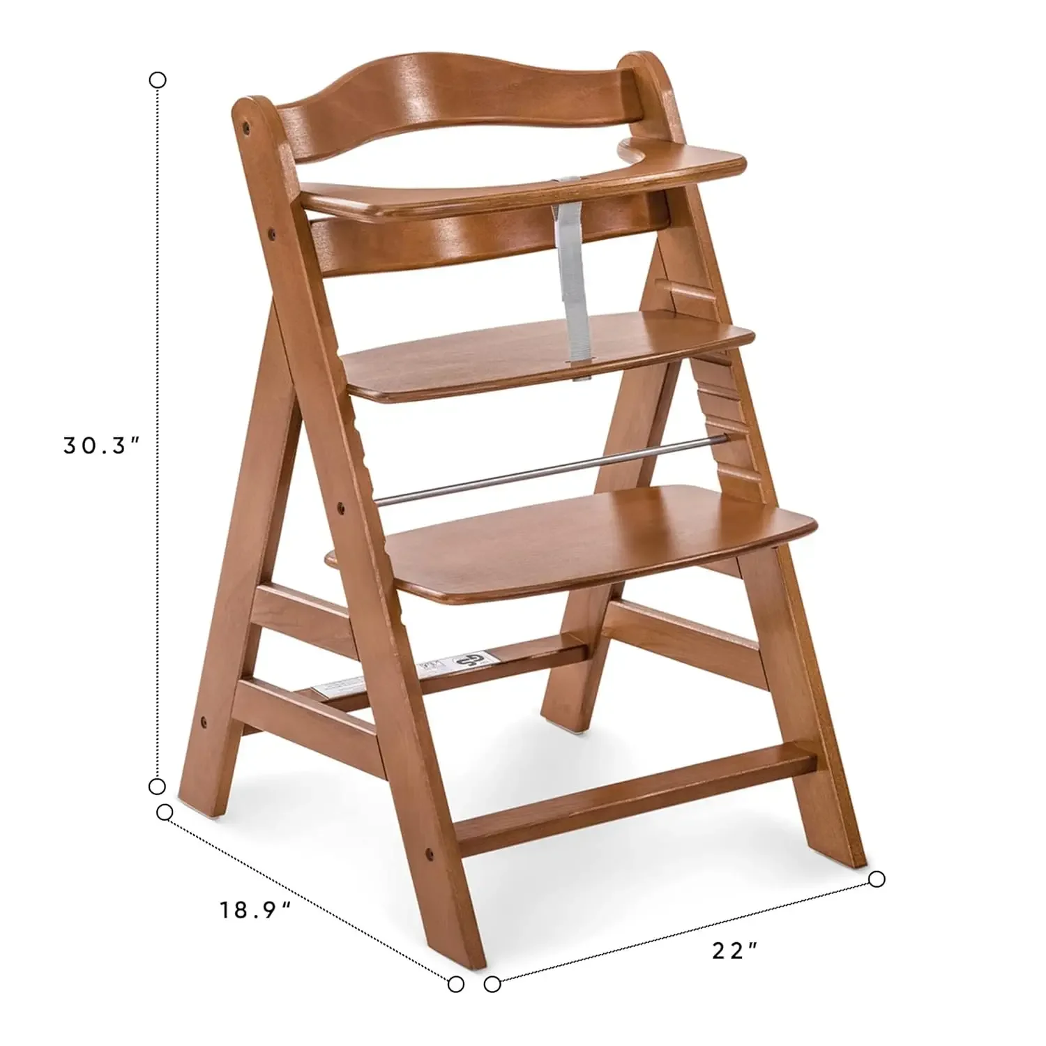 Grow Along Solid Beechwood Booster Highchair with Adjustable Seat, 5 Point Safety Harness, & Bumper Bar for Infants & Toddlers,