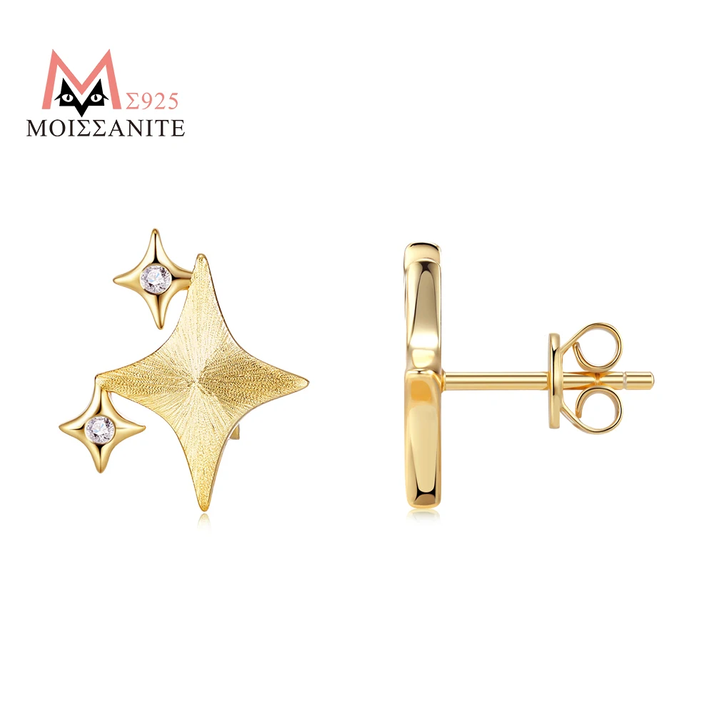 

JIUZUAN Gold Meteor Star Earrings, Diamond - Like Accent, Asymmetric Star Design, Fashion Ear Jewelry