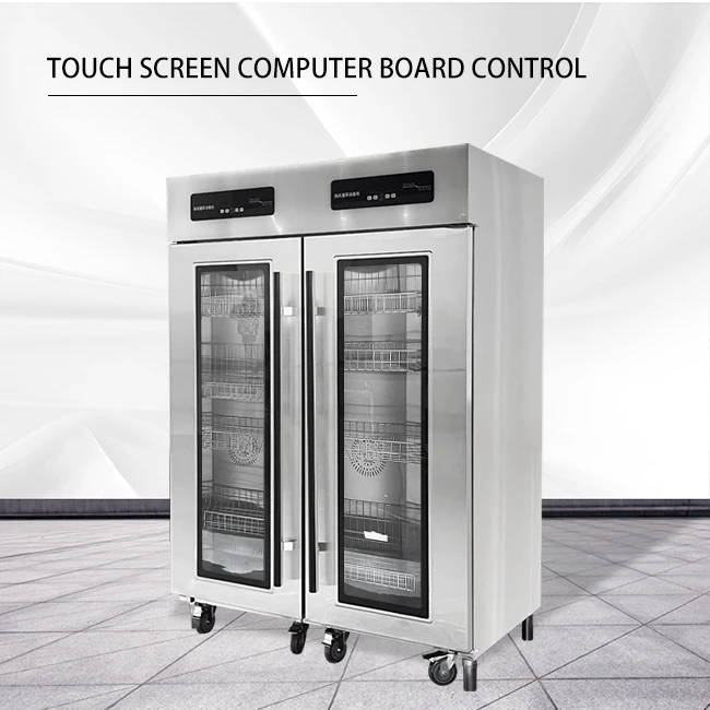 عربة لوحة لمطاعم الفنادق والولائم وأبواب زجاجية مزدوجة وخزانة تطهير كهربائية من الفولاذ المقاوم للصدأ مع لمسة