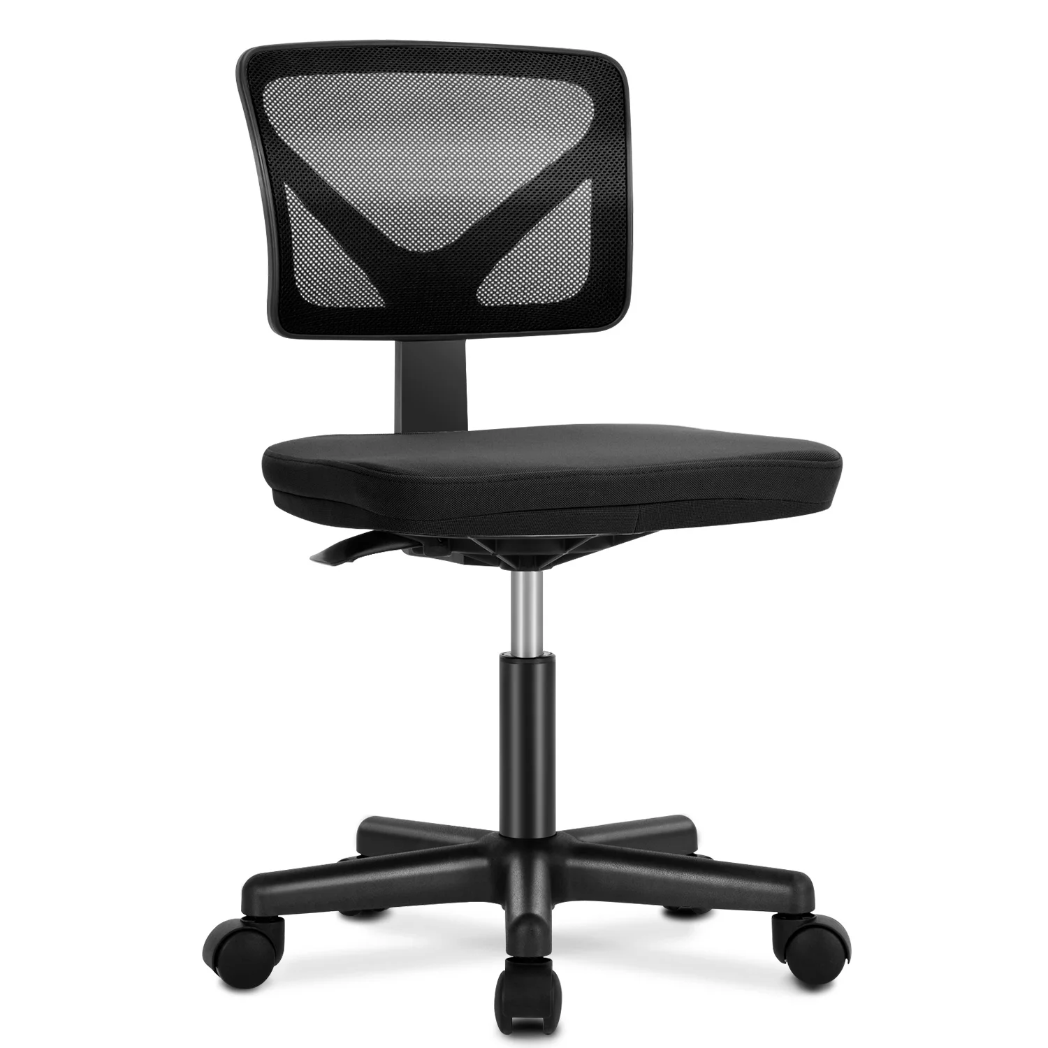 #¥JHK Mesh with Lumbar Support Armless Office Chair Low Back with Wheels Adjustable Height 360°
