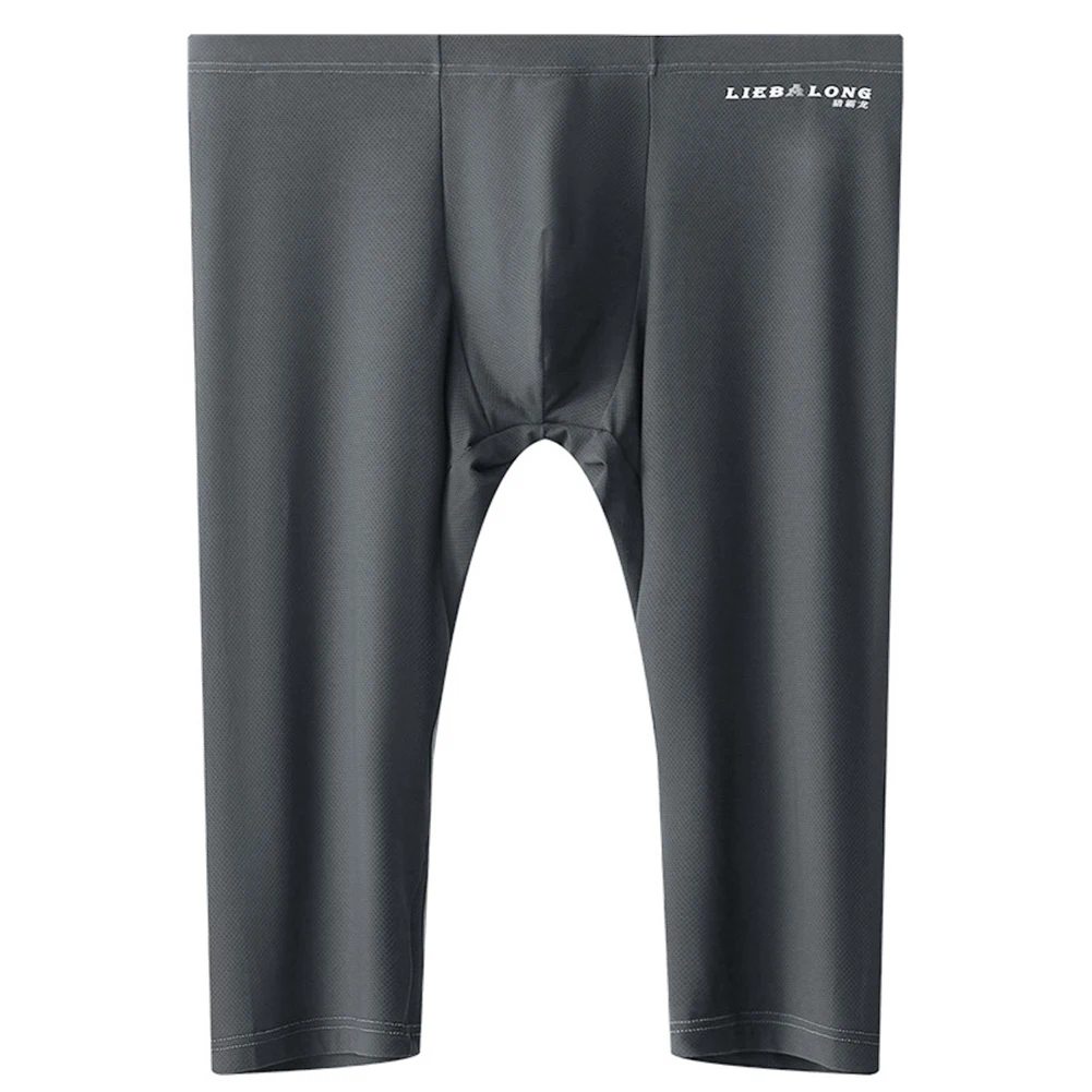 Mens Underwear Sleepwear Breathable Bulge Pouch Underpants Ice Silk Shorts Panties Summer Boxer Briefs Long Leg