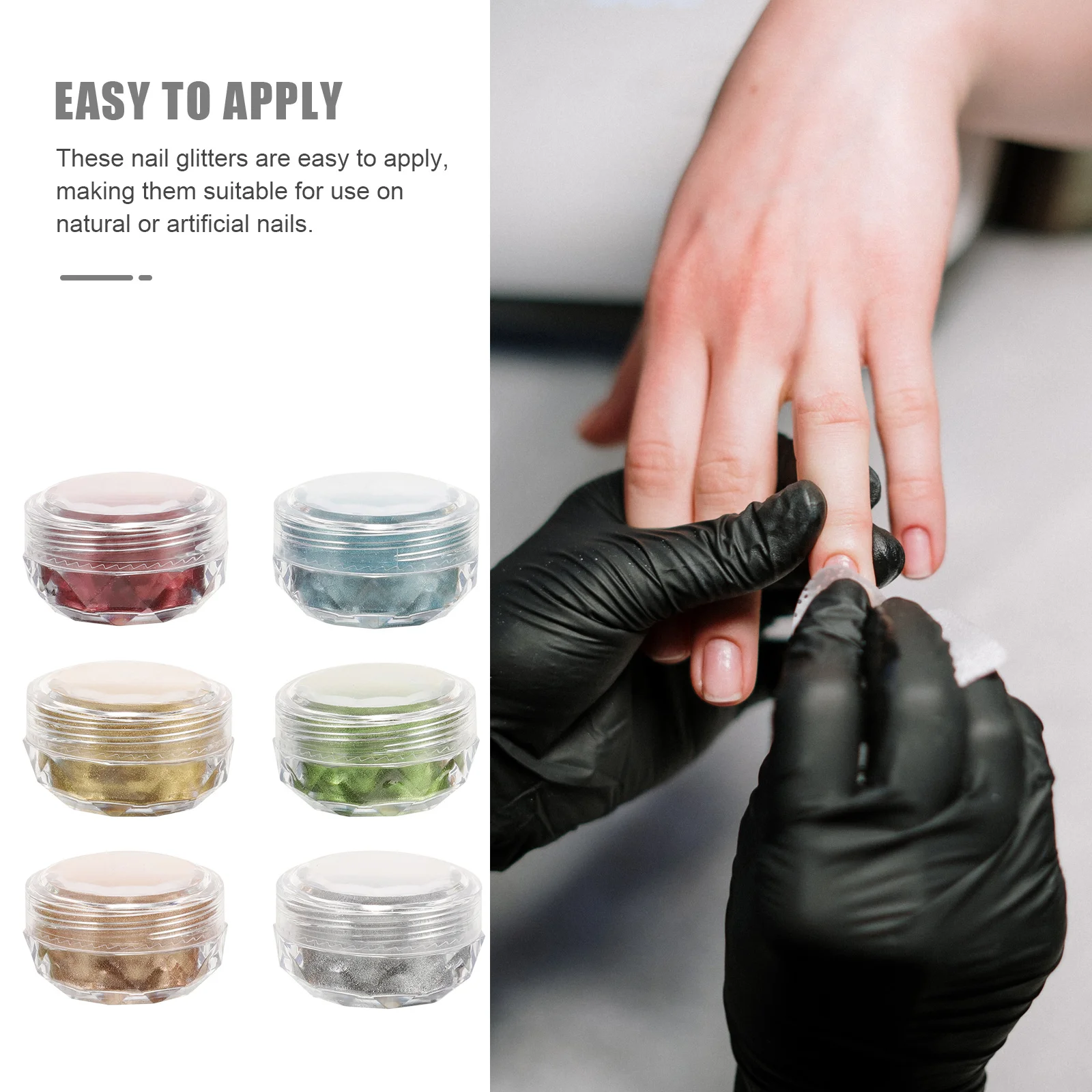 

6Pcs Nail Art Manicure Glitter Six Colors Mirror Powder Fingernail Glitter Sequins Nail Supplies Decorations