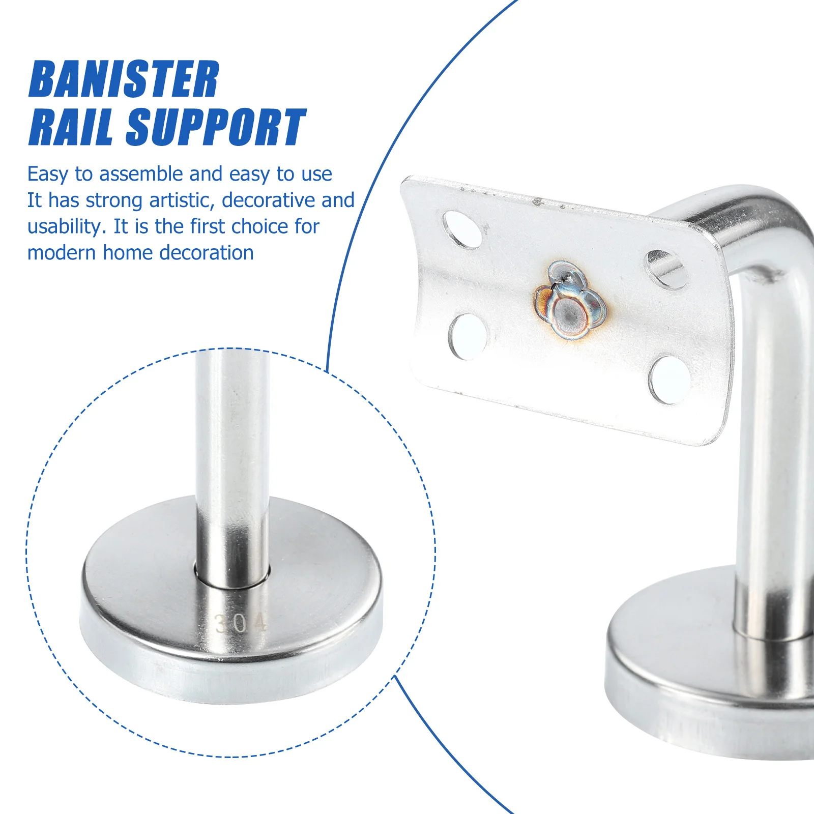 

2Pcs Banister Rail Support Safe Comfortable Simple Style Smooth Finish Long Lasting Use Handrail Bracket Banister Rail Support