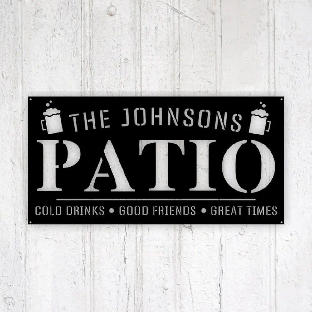 Personalized Family Name Patio Metal Sign with Welcome To The Patio and Established Date for Patio Outdoor Custom Wall Decor