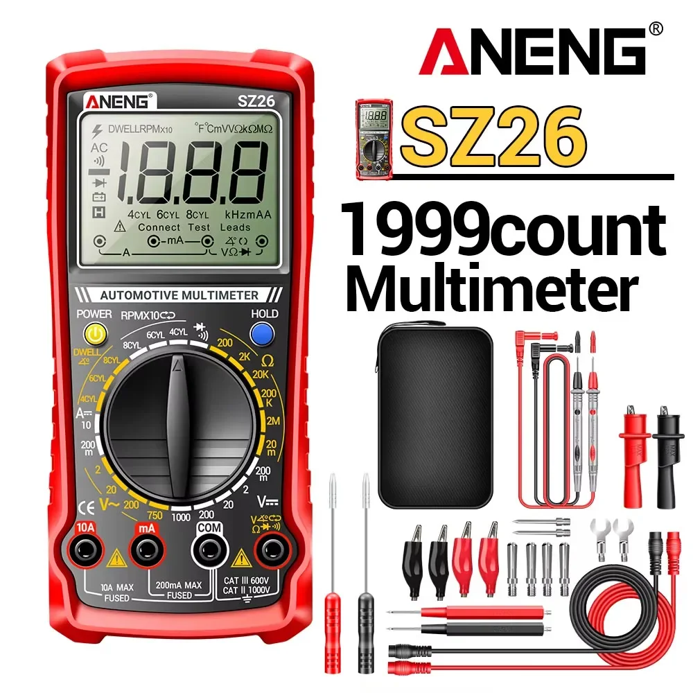 ANENG Multimeter Car Overhaul Automotive Tester SZ26 AC DC Voltage 1999 Counts Voltmeter Ammeter Smart Electrician Repair Tools