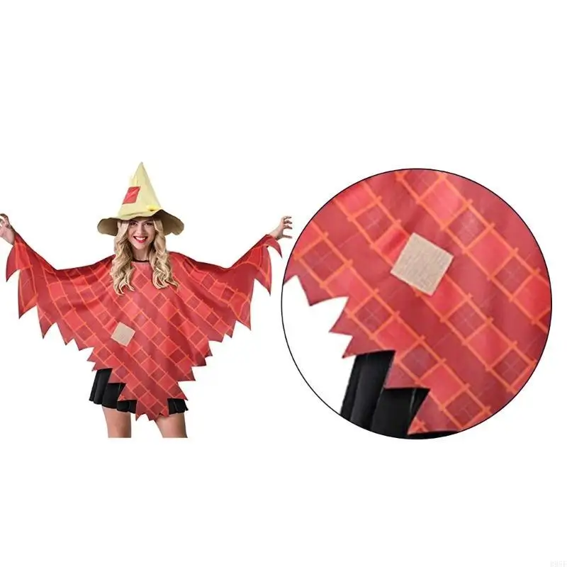 

B95F Adult Scarecrow Cloak Halloween Cosplay Outfits Funny Scarecrow Cloak Halloween Costume Cosplay Prop