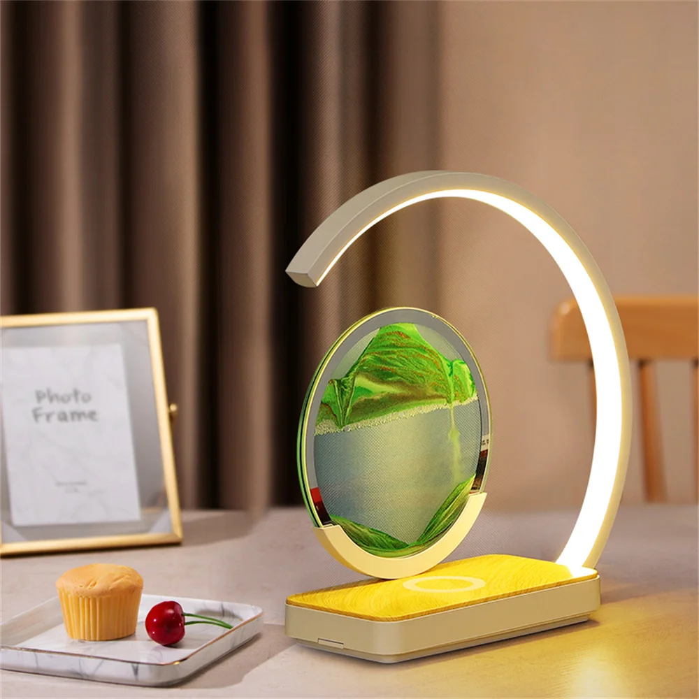 Imagem -03 - Moving Sand Art Picture Craft Sandscape Sandsand Painting Lamp With Touch Dimming Mobile Phone Wireless Charging Table Lamp Fast Delivery 6-9 Days Delivery Shipping 3d