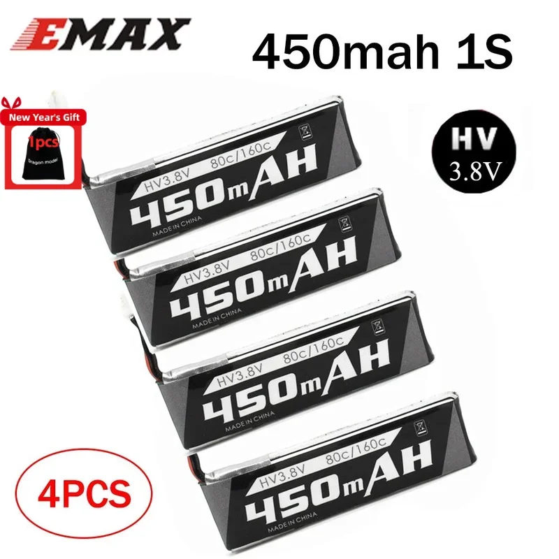 Emax 1S 450mah 3.8V 80C/160C HV يبو بطارية PH2.0 التوصيل ل Tinyhawk II سباق داخلي FPV سباق الطائرة بدون طيار 4 دقائق وقت الطيران