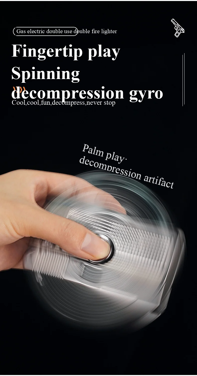 Multifunktionales, zusammenklappbares Verformungs-Dual-Arc-Feuerzeug, winddicht, gerade nach vorne, kreativer Dekompressions-Gyro, trendiges Spielfeuerzeug