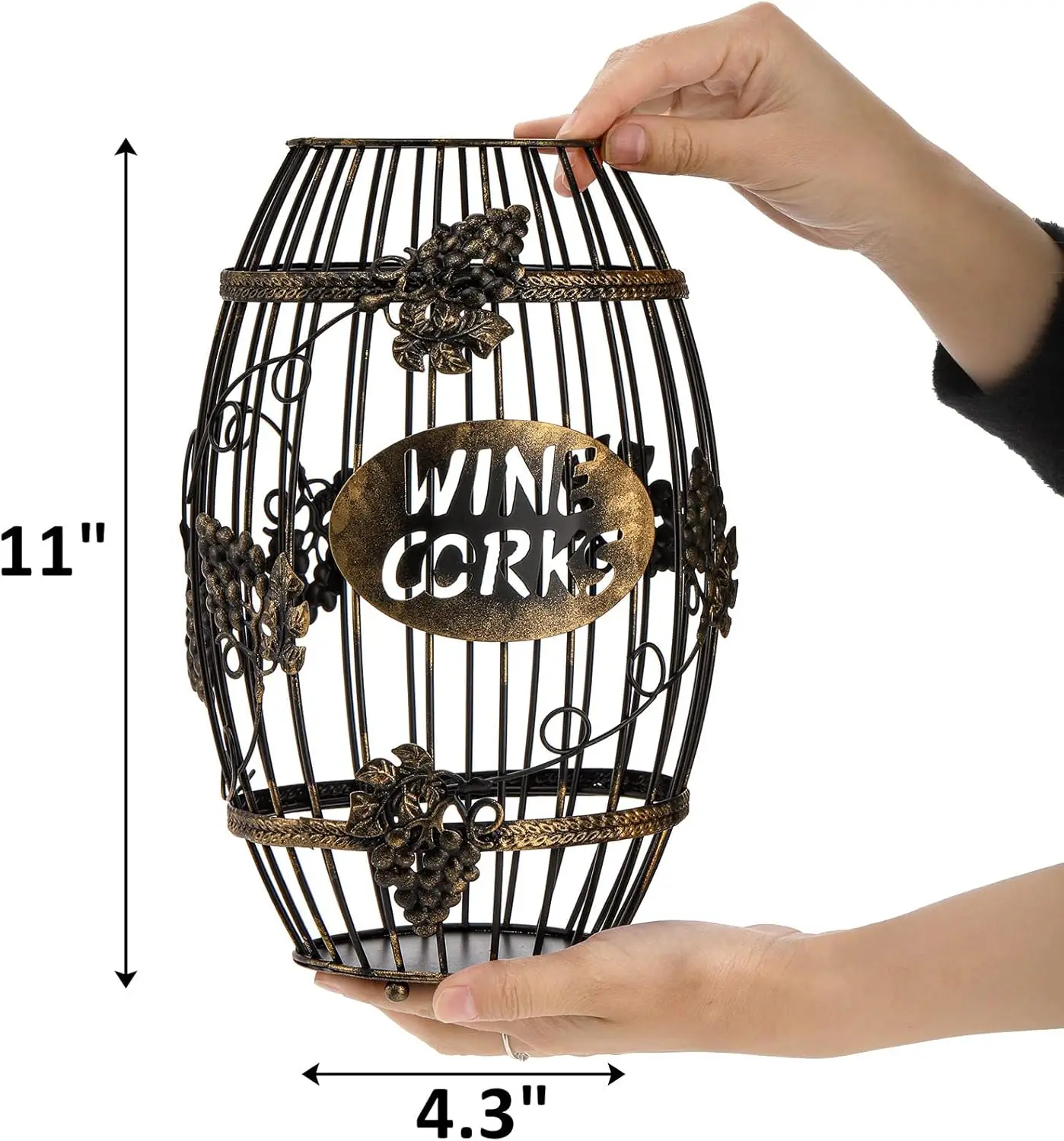 Wine Cork Holder - Barrel-Shaped Metal Storage with Decorative Gift for Wine Lovers (Kitchen/Bar Use)