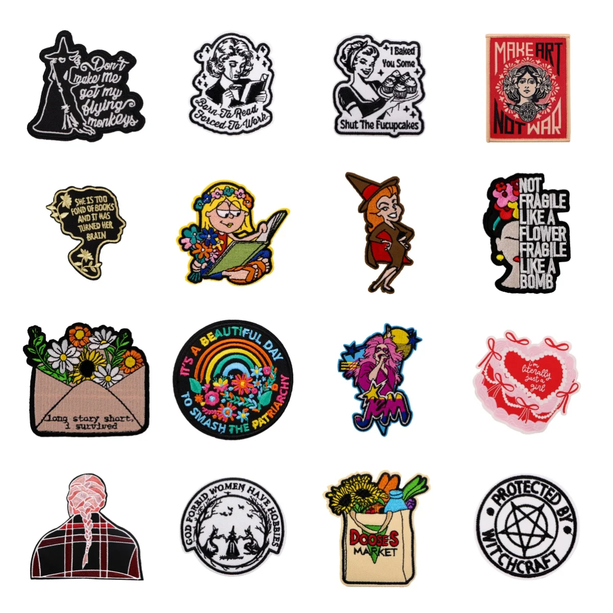 Patch brodé de sorcière pour fille, dessin animé, pour vêtements, vestes, féminisme, bricolage, fer sur Patch, accessoires appliqués, autocollant