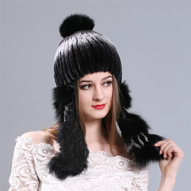 

Winter Hats For Women Russian Hat Rabbit Fur High Quality Thickened And Fur Hat Warm Cap Outdoor Skiing Snowboarding Caps