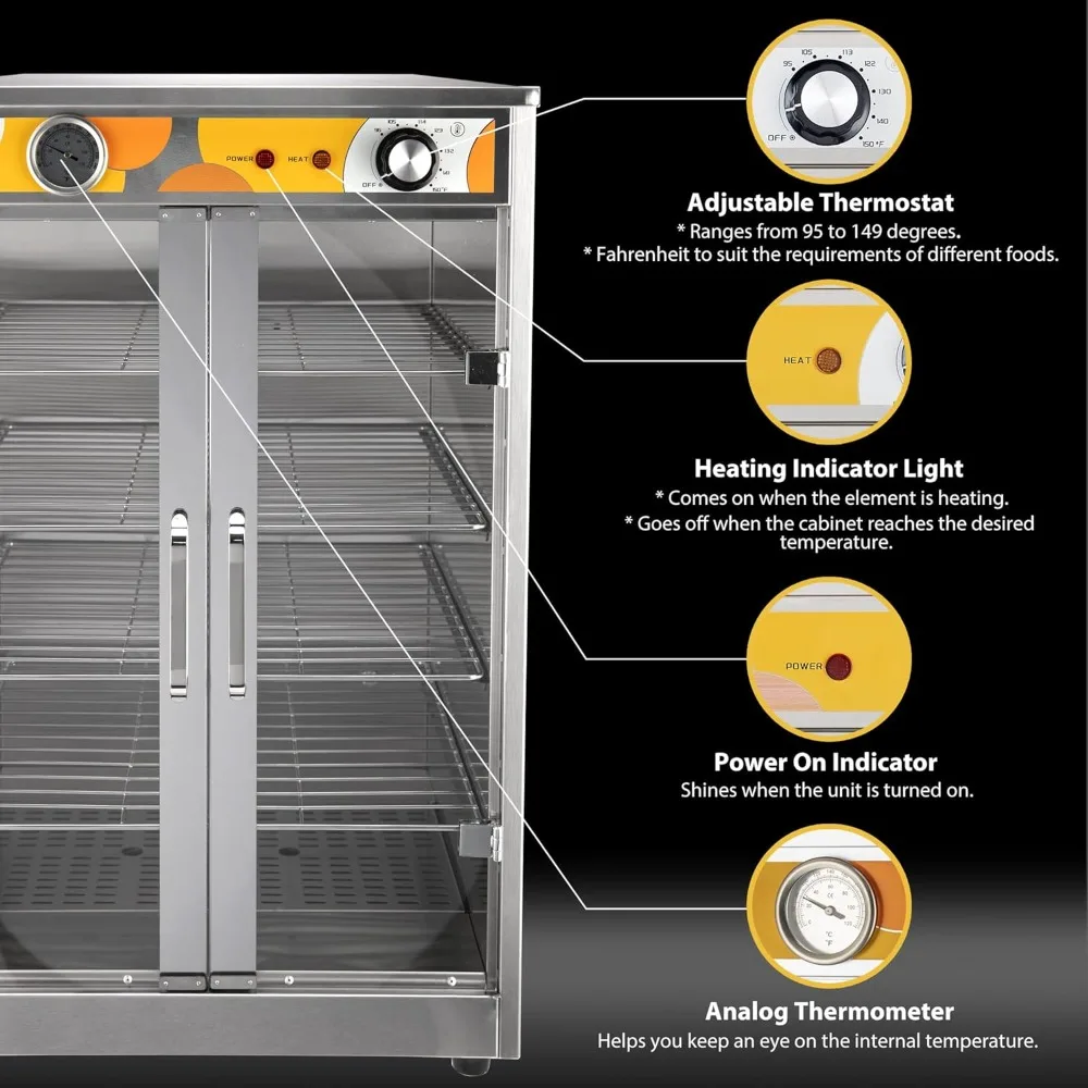 5-Shelf Electric Catering Hot Box Food Warmer Accommodating up to, Countertop Heated Holding Cabinet for Pretzels,120V 600W