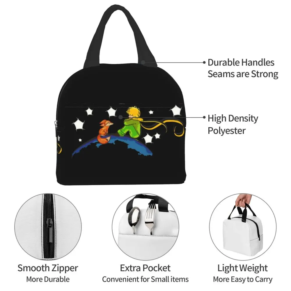 The Little Prince And Fox Lunch Bag Women Thermal Cooler Insulated Lunch Box for Work Office Portable Camping Travel Picnic Bag