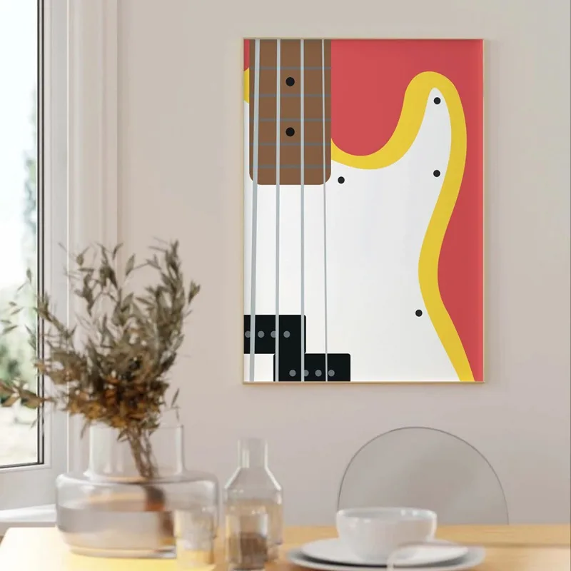 Electric Bass Guitar Guitar Piano Instrument Poster Printing Decorative Canvas Painting Living Room Bedroom Wall Art Home Decor