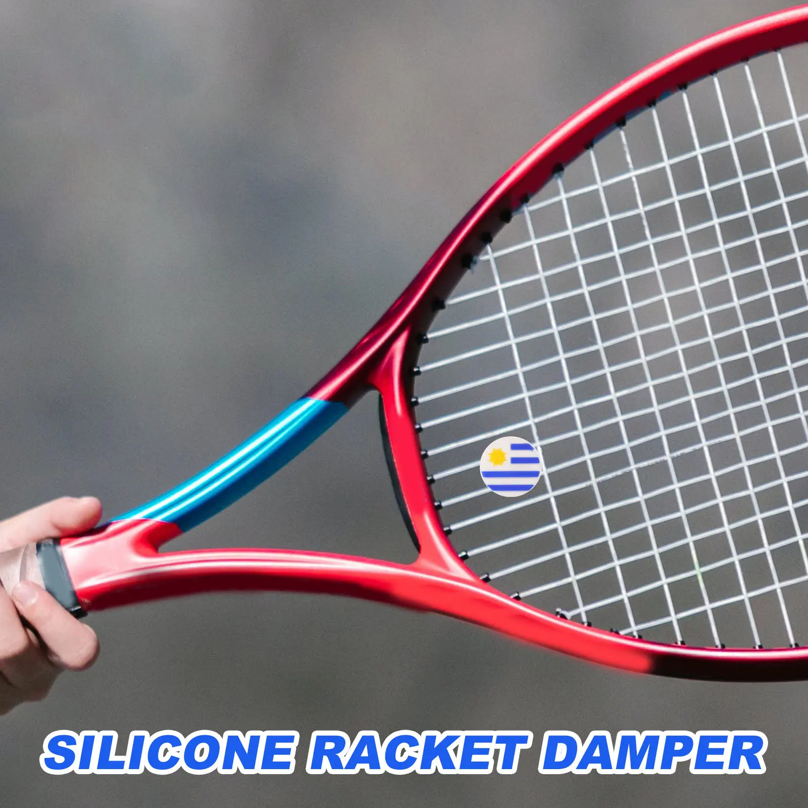 6Pcs Decorative Tennis Racket Dampener Silicone Vibration Dampener Uruguay Flag Pattern Shock Absorber for Arm Comfort Tennis